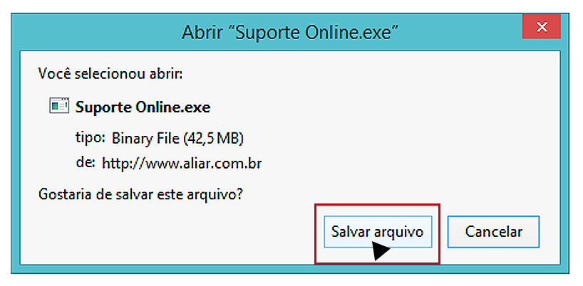 Salvar arquivo Salvar software de suporte